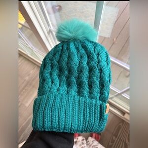 Teal Knit Beanie with Pom Pom